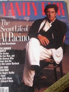 october 1989 Vanity Fair Al Pacino cover + Shakira Caine + Julia 