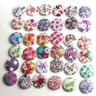 Fashion Mixed Heart Star Cute Painting Wooden Sewing Buttons 15 30mm 
