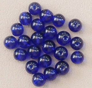   Blue Round Glass Beads 8mm 15 inch Strand **low shipping fee