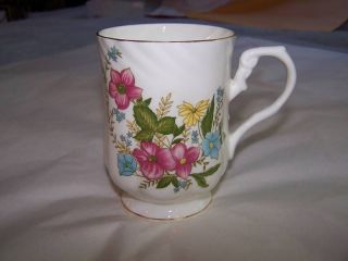 MARSHALL FIELD VINTAGE FLORAL CUP MUG GOLD TRIM MADE IN INDIA