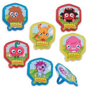 MOSHI MONSTERS ( 24) Cupcake RINGS Favors TOPPERS Cake POPS Topper 