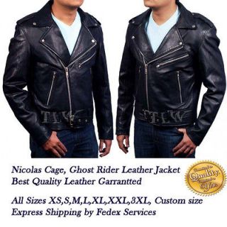   Leather Jacket Nicolas Cage Hollywood Film Men Motorbike A+ leather