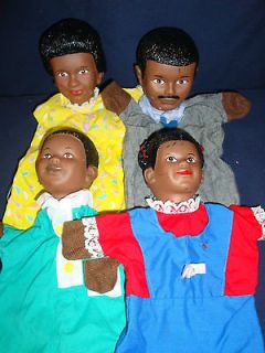 Vintage Vinyl Head Cloth Body Hand Puppets African American Black 