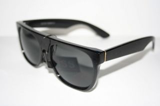 Flat Top New Nerd Sunglasses Shades Super Black frame retro Flattop 