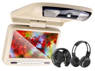 C0802 9 LCD Car Overhead Flip Down Monitor DVD Player IR Headphone
