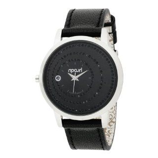 Rip Curl Womens A2341G BLK Riviera Black Leather Watch: Watches 