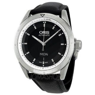 Oris Artix GT Day Date Black Dial Leather Strap Automatic Mens Watch 