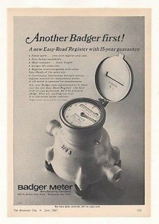 1967 Badger Easy Read Register Water Meter Print Ad