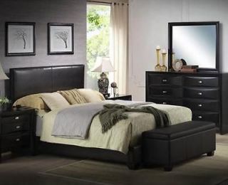   Sale Faux Leather Queen Size Bed Set Headboard Footboard Furniture New