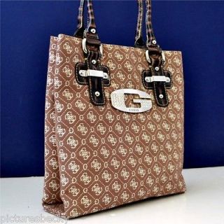 Guess Choclate Brown Tamara G Logo Tote Handbag Bag