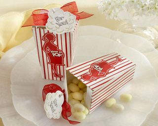 24 NEW About to Pop Popcorn Baby Shower Red White Favor Boxes Favors 