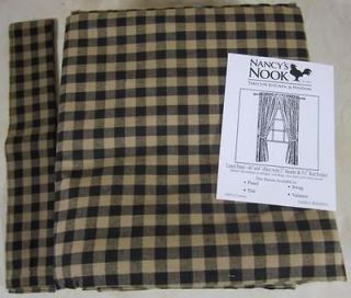 Primitive Country Black Tan Check Lined Panel Pair 80x84