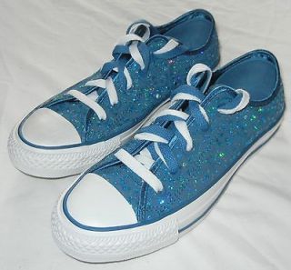Converse All Star Womens Garden Sequins Blue Steel Lace Up Sneakers 