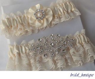 Wedding Garter Set   Ivory Garters with Beautiful Ivory Raschel Lace