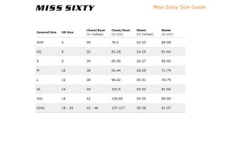 Miss Sixty Clothing   Sizing Information