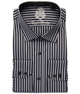 English Laundry Black Stripe Dress Shirt w/ Paisley Trim    