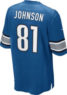 Calvin Johnson Jersey: Home Blue Game Replica #81 Nike Detroit Lions 
