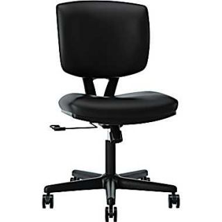 HON® Volt® H5701 Series Mid Back Armless Leather Task Chair, Black 