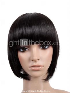 Capless Short High Quality Synthetic Natural Look Black Bob Hair Wig 