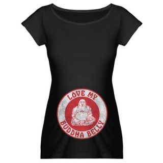 Red Love My Buddha Belly Maternity Tee (Dark) Maternity T Shirt by 