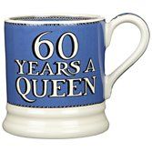 Emma Bridgewater 60 Years a Queen Diamond Jubilee Mug, 284ml, Blue