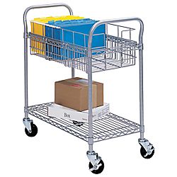 Safco® Wire Mail Cart, 38 1/2H x 26 3/4W x 18 3/4D, Metallic Gray