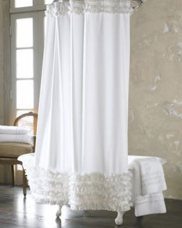 Ann Gish White Ruffled Shower Curtain   The Horchow Collection