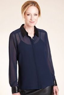 Twiggy for M&S Woman Sequin Collar & Cuff Blouse   Marks & Spencer 