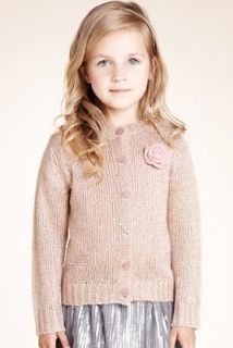 Autograph Floral Corsage Chunky Knit Cardigan   Marks & Spencer 