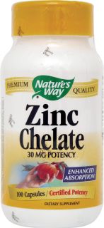 Natures Way Zinc Chelate    30 mg   100 Capsules   Vitacost 