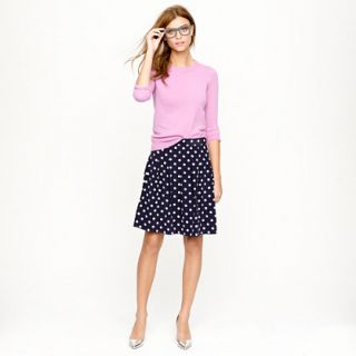 Pleated skirt in polka dot crepe   A line/Full   Womens skirts   J 