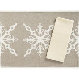 Snowflake Placemat and Sateen Ivory Napkin in Placemats  Crate and 