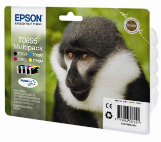 EPSON Monkey T0895 Black & Tricolour Ink Cartridge Mulitpack Deals 