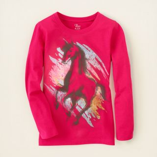 girl   graphic tees   long sleeve   painted horse graphic tee 