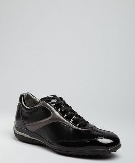 Tods black patent leather Spark striped sneakers