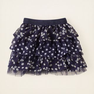 girl   bottoms   mixed print chiffon skirt  Childrens Clothing 