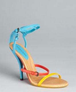 Bottega Veneta light blue colorblock leather ankle strap sandals