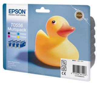 EPSON Ducks T0556 Black & Colour Inkjet Cartridges   4 Ink Multipack 