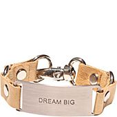Cynthia H Designs Message Bracelet   Gold Leather/dream Big