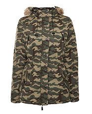 Khaki (Green) Sisters Point Green Camouflage Parka  267710734  New 