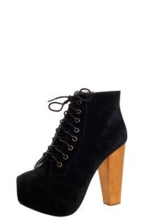 Perry Black Suedette Platform Shoe Boots at boohoo
