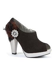 Black (Black) Ruby Shoo Swanson Feather Corsage Peeptoe Shoe Boots 