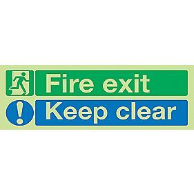 Nite Glow Fire Exit Keep Clear Sign  Screwfix