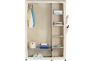 Canvas & Silver Effect Metal Frame Double Wardrobe  Natural. from 