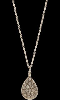 Fabrizio Riva Grey Diamond Teardrop Pendant Necklace 