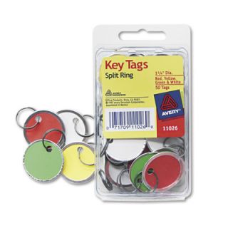 Avery Metal Rim Key Tags with Card Stock, 1 1/4 Diameter, 50 Pk 