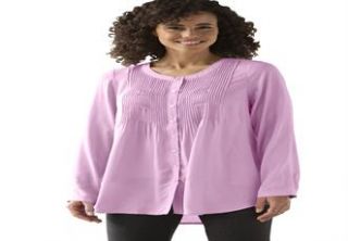 Plus Size Pintucked button front tunic  Plus Size Long Sleeve  Woman 