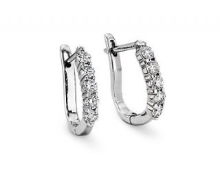 Diamond Hoop Earrings in 18k White Gold (3/4 ct. tw.)  Blue Nile