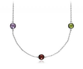 Multicolor Gemstone Necklace in Sterling Silver   18 Long  Blue Nile