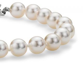 18k White Gold Akoya Cultured Pearl Bracelet (6.5   7.0 mm)  Blue 